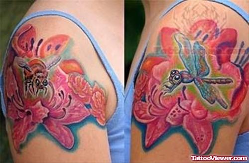 Insect Tattoo On Upper Shoulder