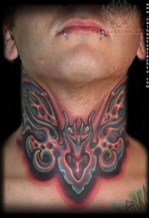Butterfly Bug Tattoo On Neck