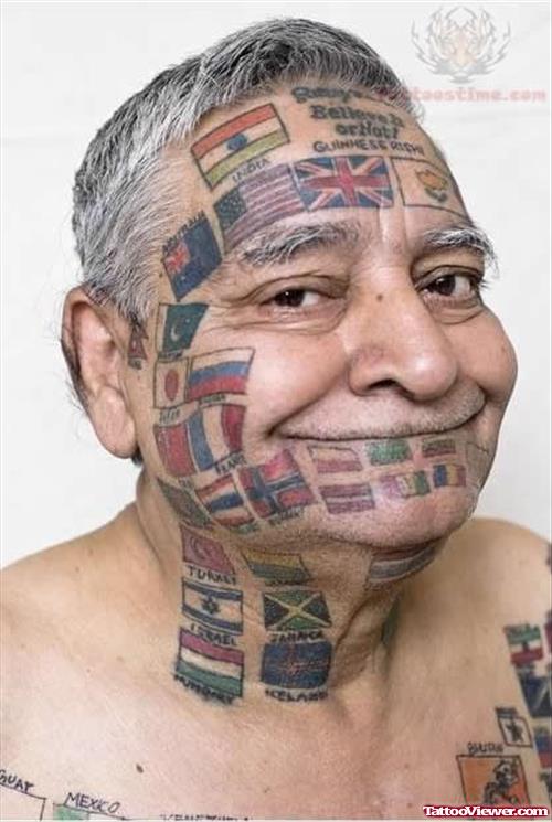International Flag Tattoos On Face