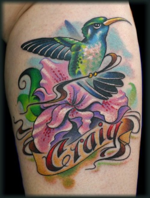 Craiy Banner and Iris Flower Tattoo
