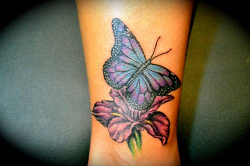 Butterfly And Iris Tattoo