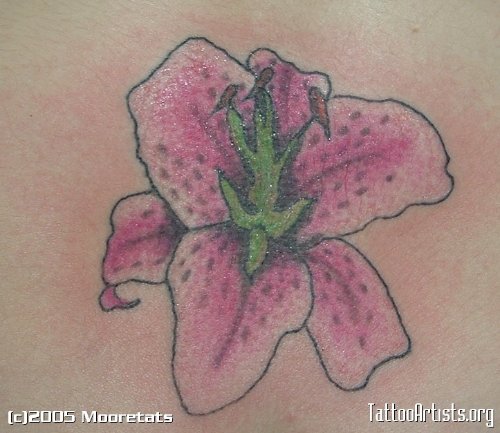 Pink Flower Iris Tattoo