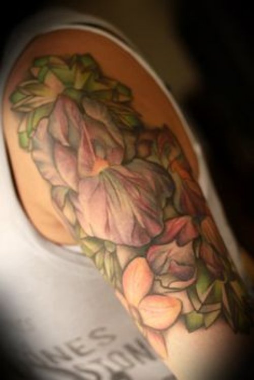 Colorful Iris Tattoos On Half Sleeve