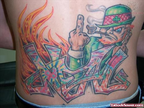 Irish Large Tattoo On Lower Back