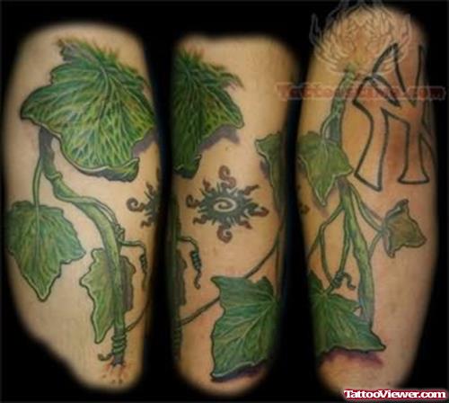 Green Ivy Leafs Tattoo