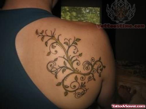 Vine Shoulder Tattoo For Woman