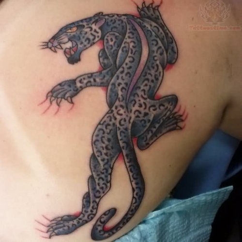 Back Shoulder Jaguar Tattoo For Young Boys