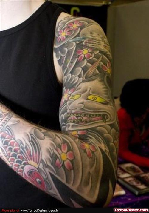 Left Sleeve Japanese Tattoo For Men