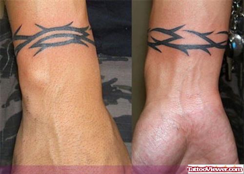 Black Tribal Japanese Tattoos On Wrists
