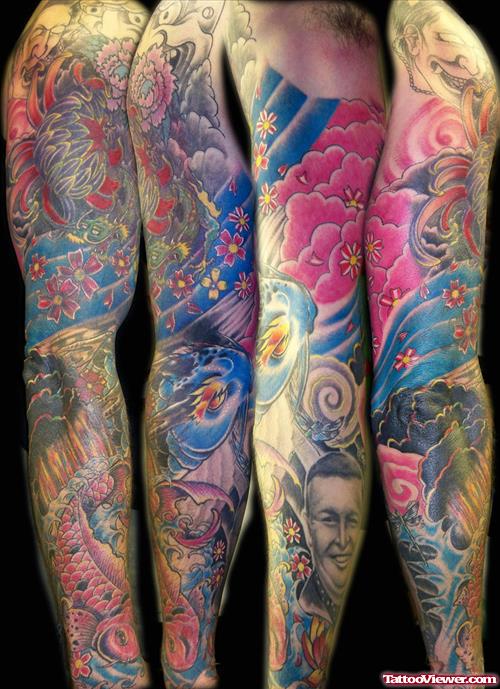 Amazing Japanese Tattoo On Right Sleeve