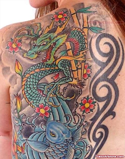 Japanese Dragon Tattoo On Back For Girls