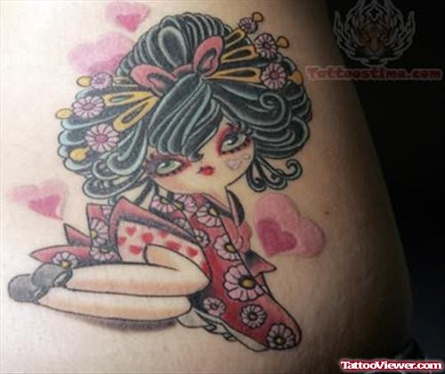 Geisha - Cartoon Tattoo Design