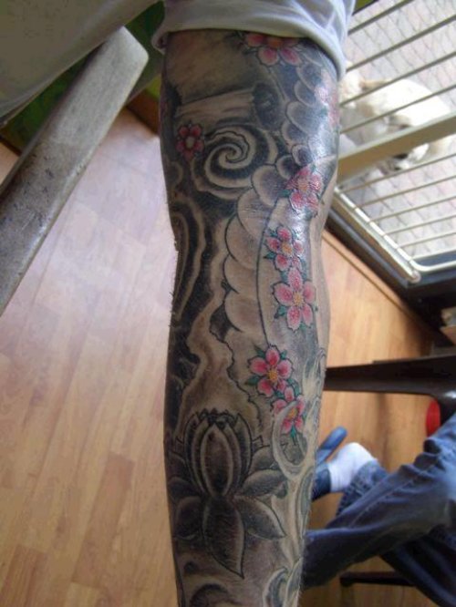 Japanese Tattoo On Man Sleeve