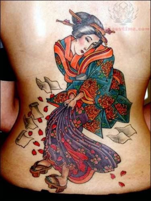 Japanese Girl Tattoo on Waist