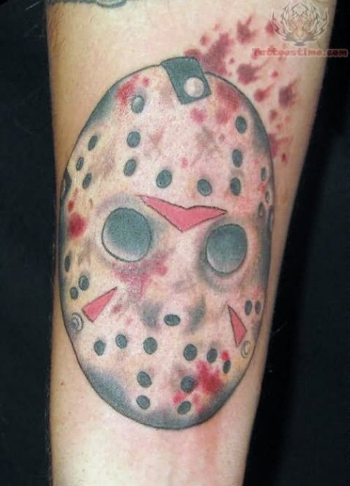 Jason Voorhees Mask Tattoo On Arm