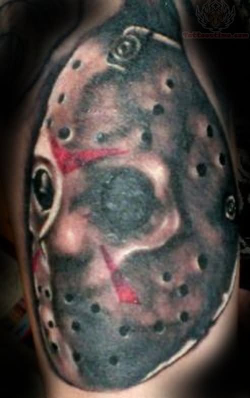 Jason Mask Grey Ink Tattoo