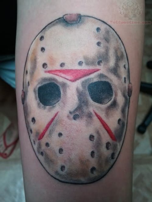 Jason Mask Color Ink Tattoo
