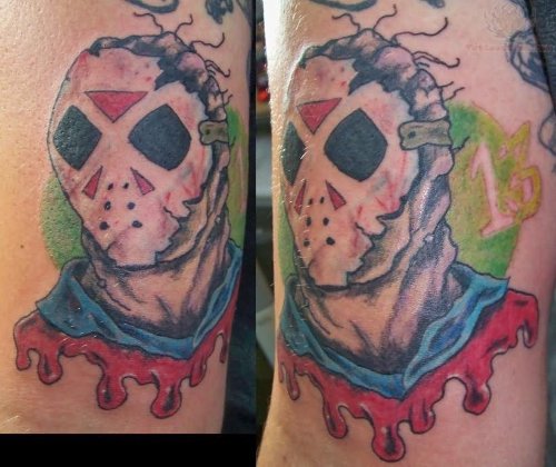 Jason Voorhees Colorful Tattoo