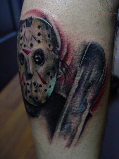 Jason Voorhees With Knife Tattoo