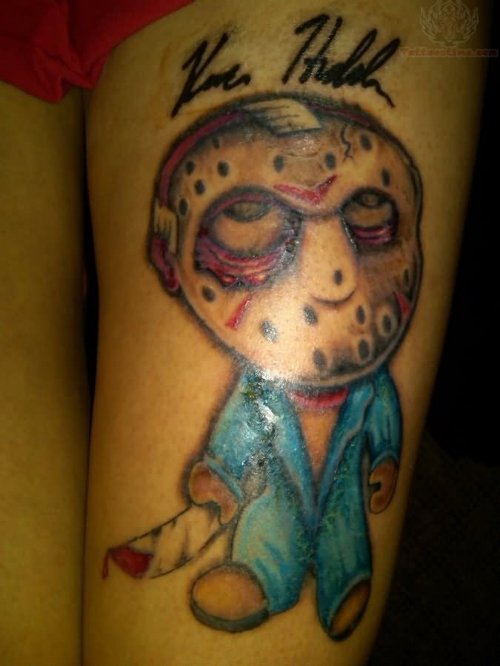 Vorhees Color Ink Tattoo On Thigh