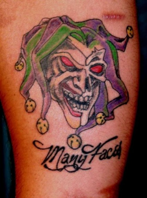 Many Faces Jester Tattoo On Arm