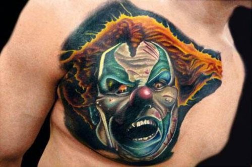 Jester Tattoo On Man Right chest