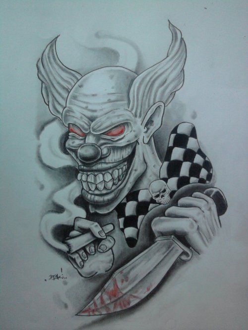 Killer Clown Jester Tattoo Design