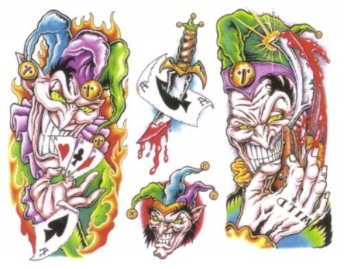 Colored Jester Tattoos Designs