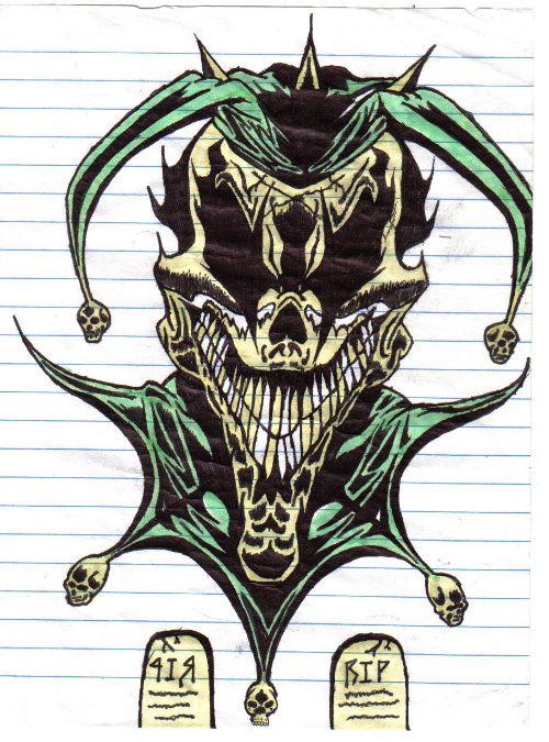 Green Wicked Jester Tattoo Design