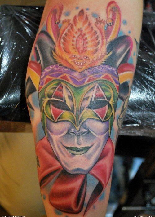 Awesome colored Jester Tattoo