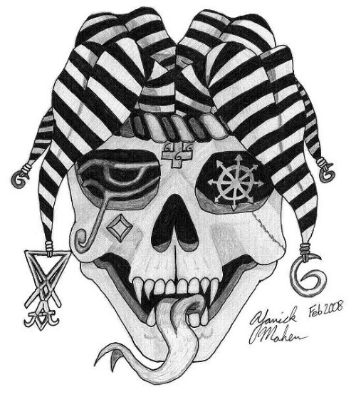 Funny Skull Jester Tattoo Design