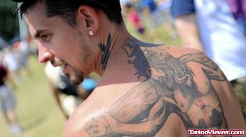 Jesus Tattoo On Man Upperback