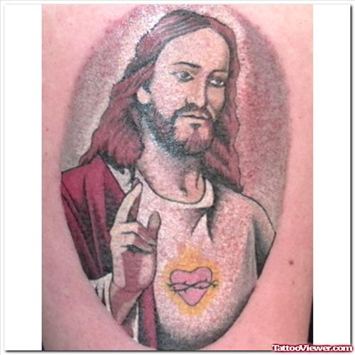 Color Ink Jesus Head Tattoo