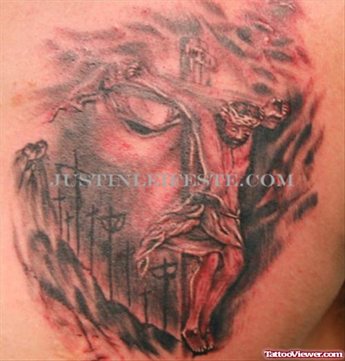 Man Chest Jesus Face Tattoo For Men