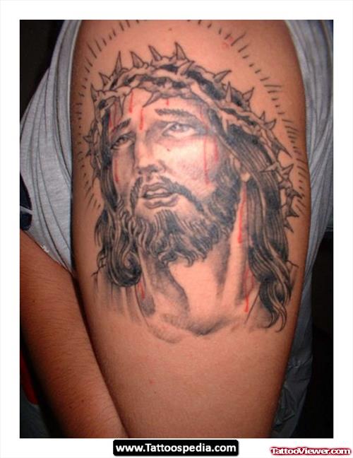 Left SHoulder Jesus Tattoo