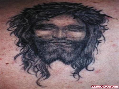 Awesome Grey Ink Jesus Tattoo