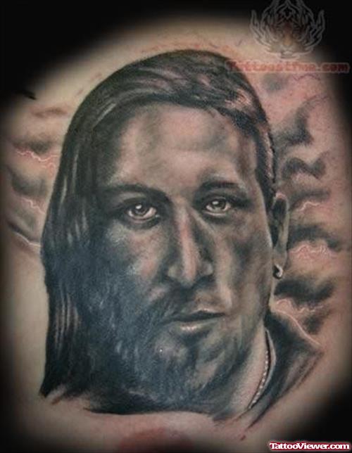 Dark Ink Jesus Head Tattoo