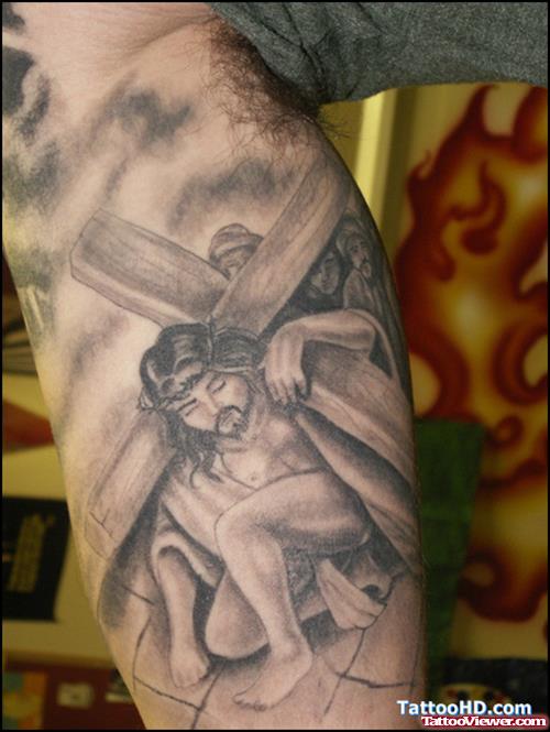 Angel Jesus With Cross Tattoo