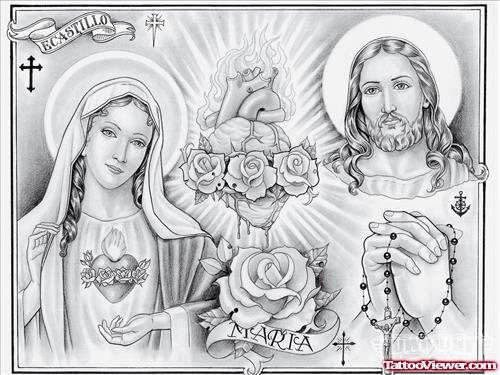 Mother Mary And Jesus Tattoo Design