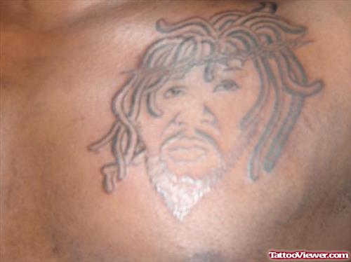 Jesus Head Tattoo On Chest