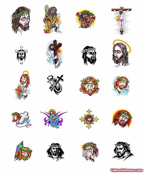 Colored Jesus Tattoos Designs