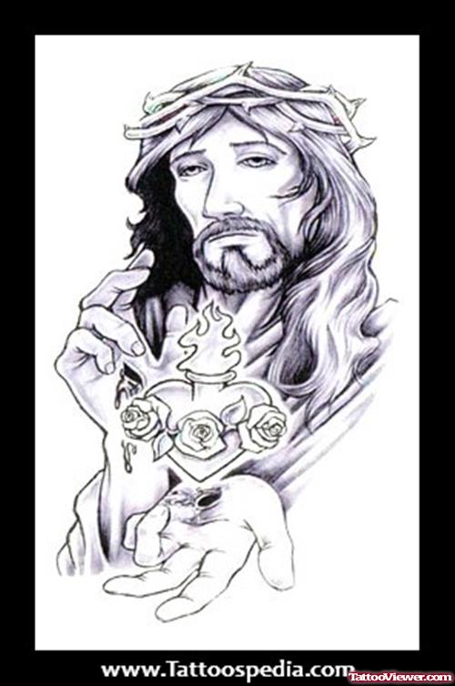 Jesus With Sacred Heart Tattoo Design