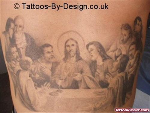 Grey Ink Jesus Tattoos On Biceps