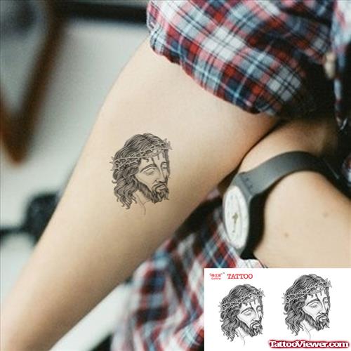 Cool Grey Ink Jesus Head Tattoo