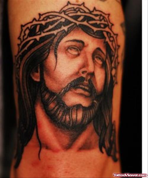 Attractive Jesus Head Tattoo