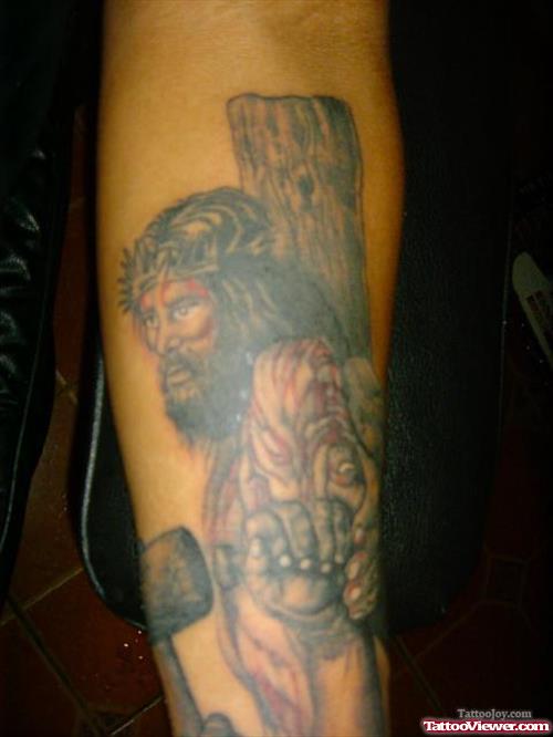 Jesus Tattoo On Sleeve