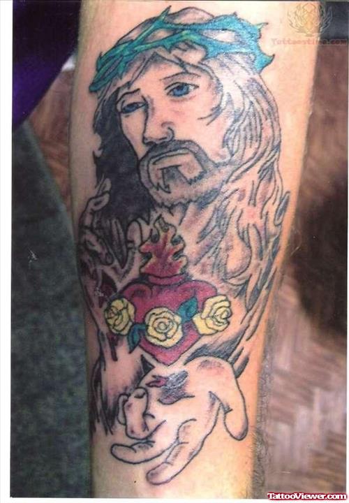 Marvelous Jesus Sleeve Tattoo
