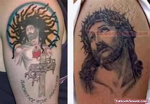 Jesus Tattoo On Shoulders