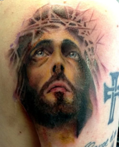 Nice Jesus Face Tattoo