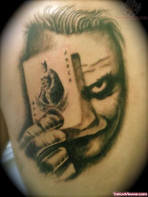 The Joker Palycard And Head Tattoo
